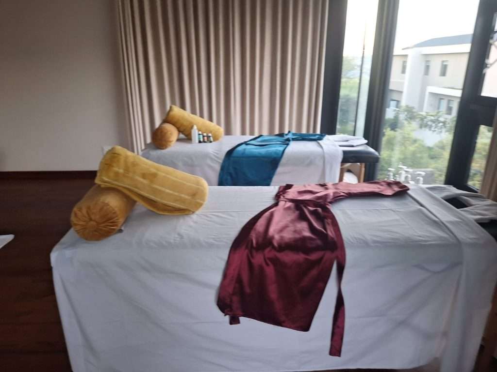 Staff enjoying massage therapy during a corporate wellness event in Pretoria